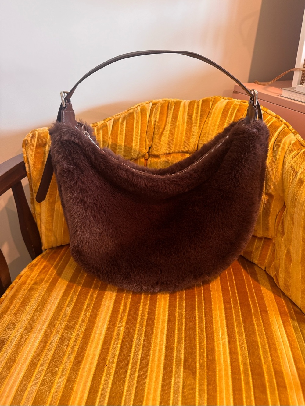 Kate Spade Plush Faux Fur Hobo Bag – Chocolate Brown